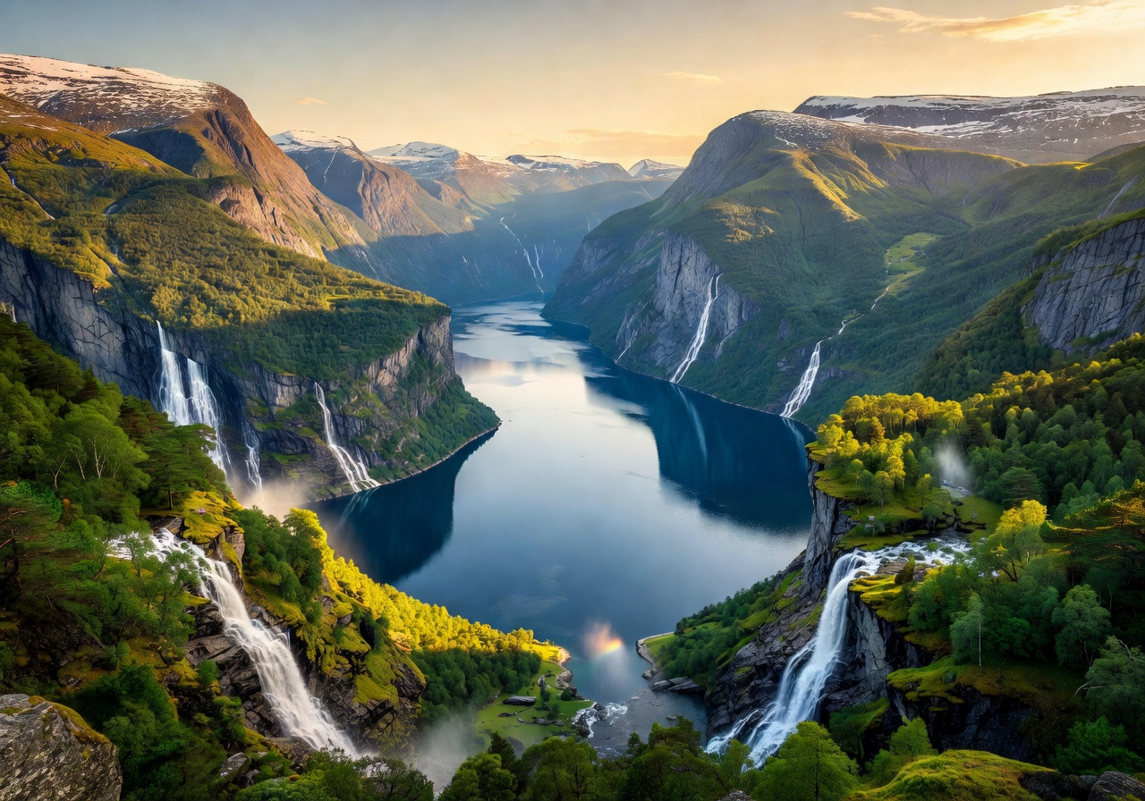 Stunning free panoramic view of Geirangerfjord
